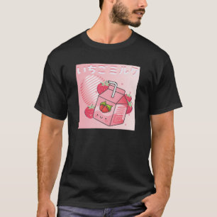 T-shirt Aesthésique Anime fraise Milkshake Pour Otaku