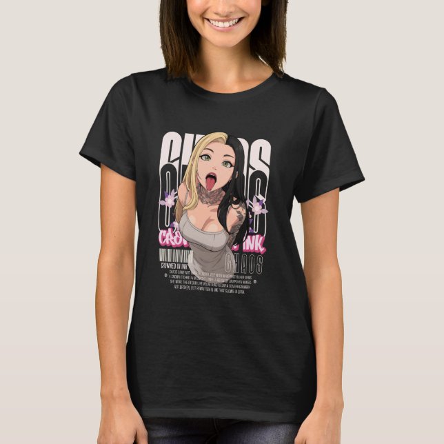 T-shirt Aesthetic Anime Girl Tattoos Chaos Goth Streetwear (Devant)