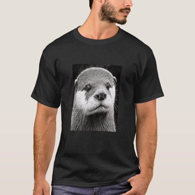 T-shirt Aesthetic Cool Otter Head Painted Sea Otter Face   (Devant)