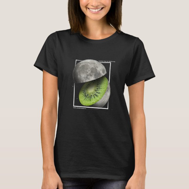 T-shirt Aesthetic Fruit Slice Moon Kiwi No Fear Of Perfect (Devant)