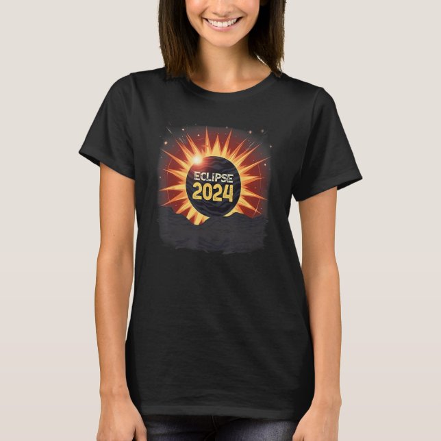 T-shirt Aesthetic Mountain Total Solar Eclipse 2024 (Devant)