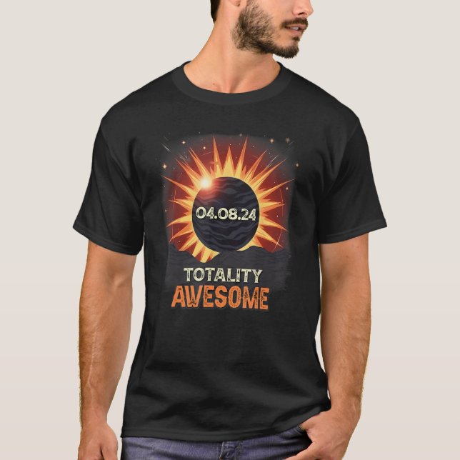 T-shirt Aesthetic Mountain Total Solar Eclipse 2024 Totali (Devant)