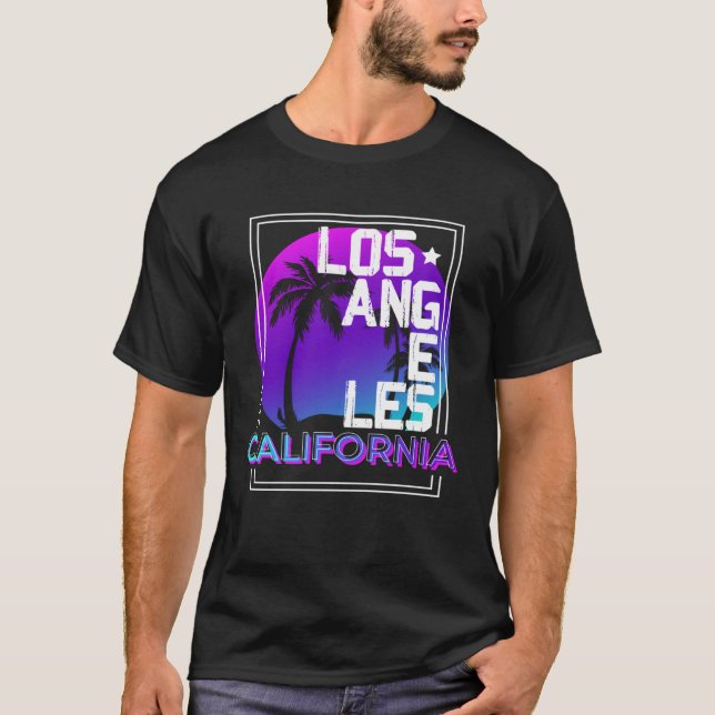 T-shirt Aesthetic Vaporwave Los Angeles California CA Retr (Devant)