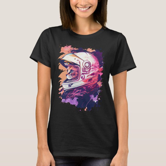 T-shirt Aesthetic Vaporwave Space Cat 80s 90s Astronaut  6 (Devant)
