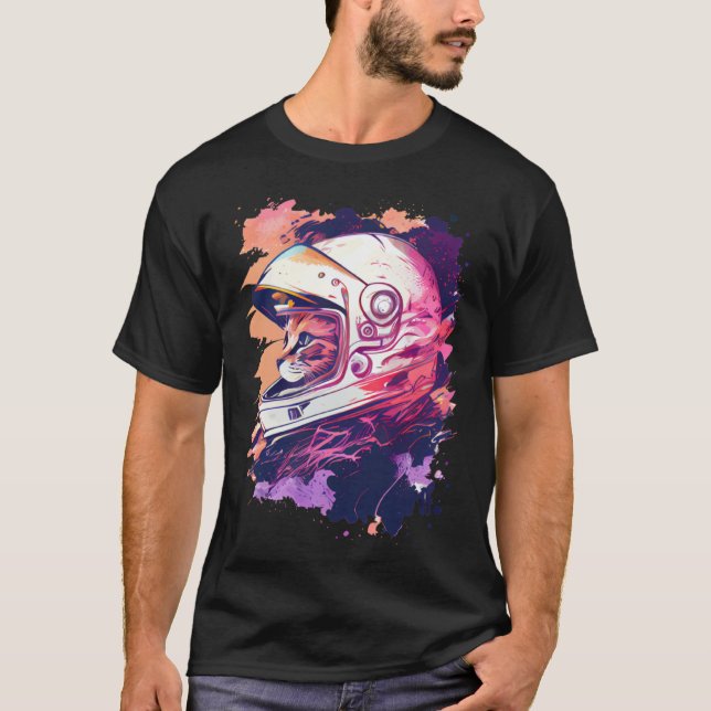 T-shirt Aesthetic Vaporwave Space Cat 80s 90s Astronaut  6 (Devant)