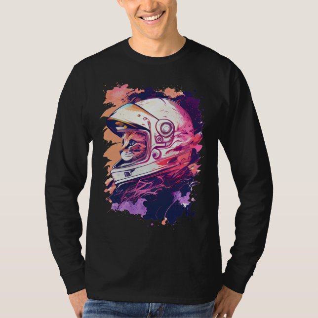 T-shirt Aesthetic Vaporwave Space Cat 80s 90s Astronaut  6 (Devant)