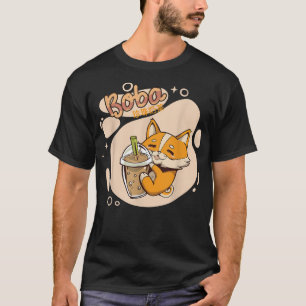 T-shirt Aesthétique Kawaii Corgi Bubble Tea Funny Boba's W