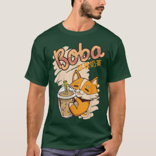 T-shirt Aesthétique Kawaii Corgi Bubble Tea Funny Boba's W