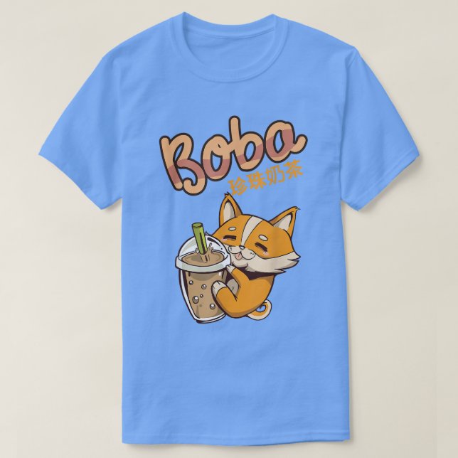 T-shirt Aesthétique Kawaii Corgi Bubble Tea Funny Boba's W (Design devant)