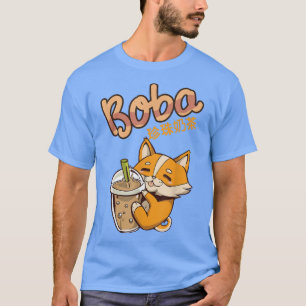 T-shirt Aesthétique Kawaii Corgi Bubble Tea Funny Boba's W