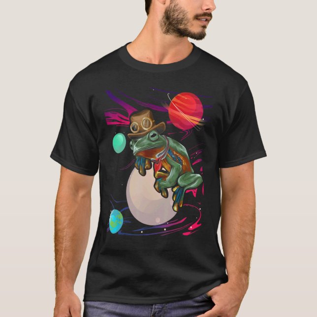 T-shirt Aesthétique Psychedelic Frog Trippy Galaxy Espace  (Devant)