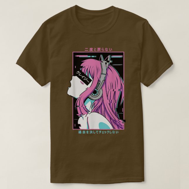 T-shirt Aesthétique Vaporwave Crazy Waifu Anime (Design devant)