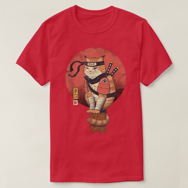 T-shirt AETICON Style japonais Samurai Chat (Design devant)