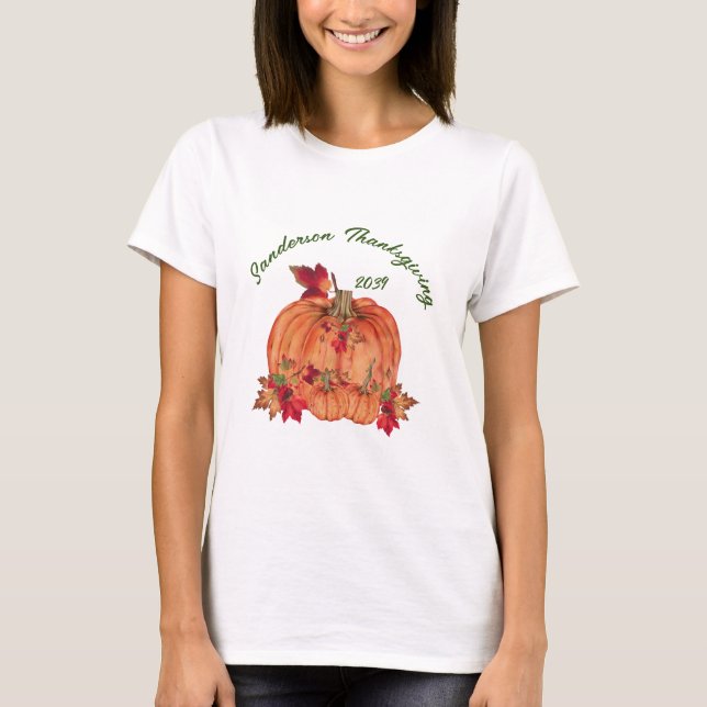 T-shirt Affaire Leaves de Rustic Wood Autumn Orange Pumkin (Devant)