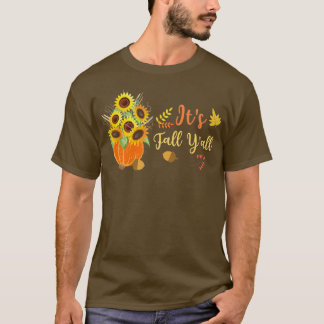 T-shirt Affaire Y'all Cute Sunflowers Pumkin Autumn Fal