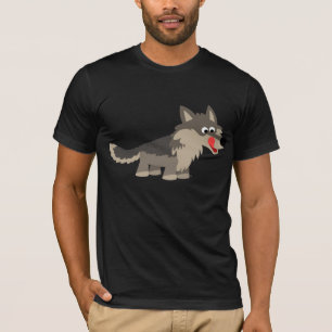 T-shirt affamé de loup de bande dessinée mignonne