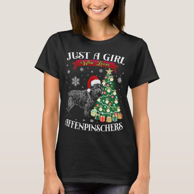 T-shirt Affenpinscher Arbre de Noël Affenpinscher Père Noë (Devant)