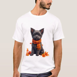 T-shirt Affenpinscher avec un cœur fait de feuilles d'auto