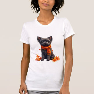 T-shirt Affenpinscher avec un cœur fait de feuilles d'auto