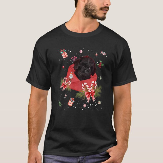 T-shirt Affenpinscher Dog In Christmas Card Ornament Pajam (Devant)