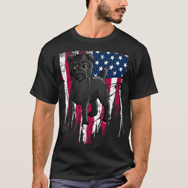 T-shirt Affenpinscher Drapeau américain États-Unis (Devant)