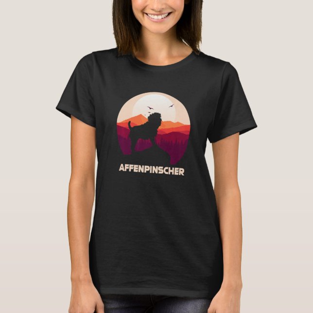 T-shirt Affenpinscher et lune Halloween  1 (Devant)