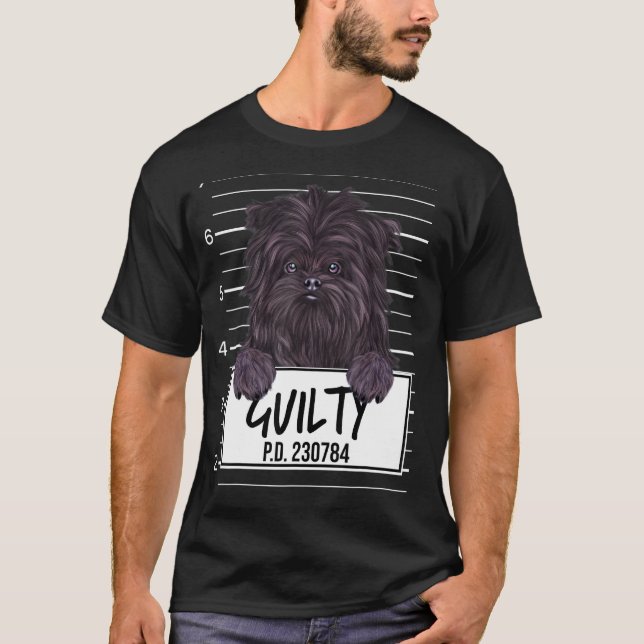 T-shirt Affenpinscher Mugshot Chien Coupable (Devant)