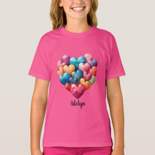 T-shirt Affichage de mon amour avec/ Coeurs multicolores