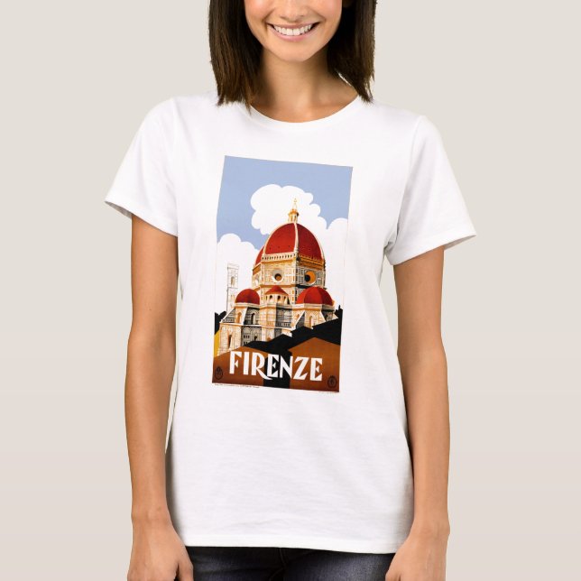 T-shirt Affiche 1930 de voyage de Florence Italie (Devant)
