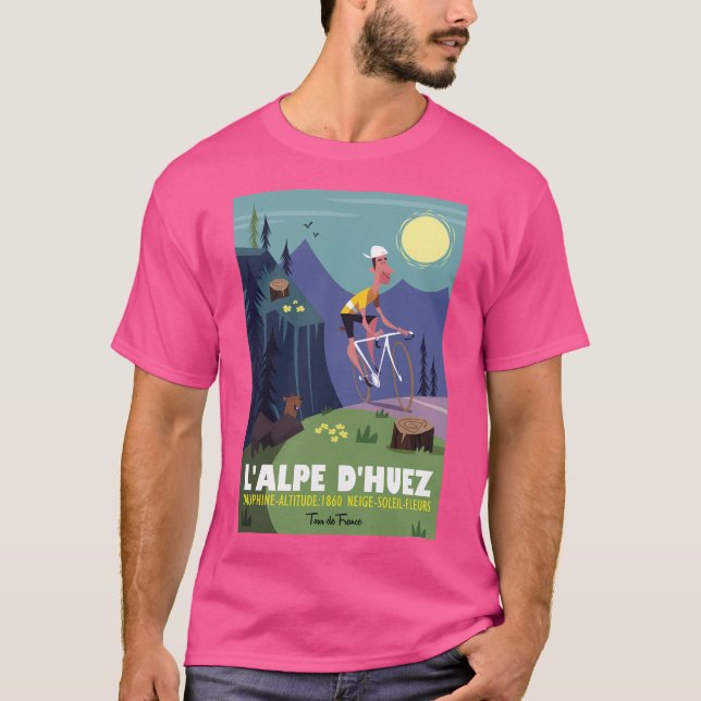 T-shirt Affiche Alpe D'Huez Cycling (Devant)