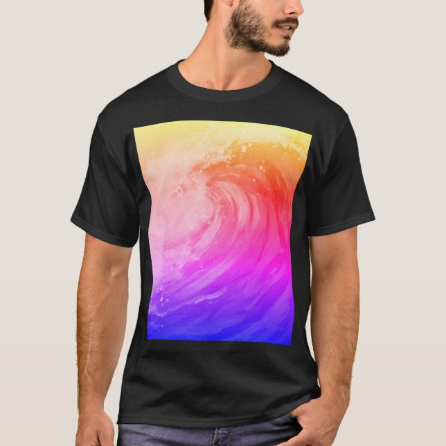 T-shirt affiche arc-en-ciel vif représentant une vague fai (Devant)
