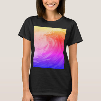 T-shirt affiche arc-en-ciel vif représentant une vague fai