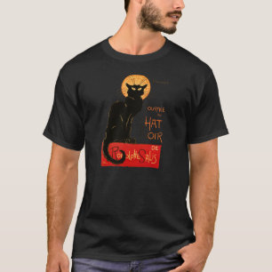 T-shirt Affiche Classique Chat Noir de Steinlen en Noir