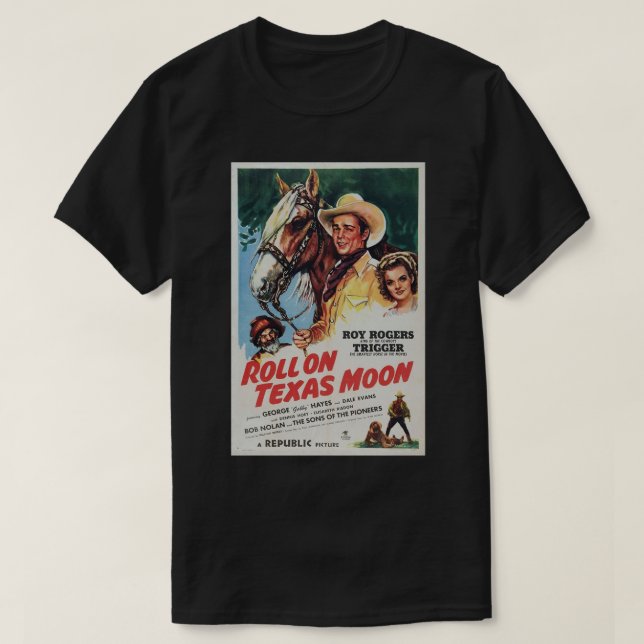 T-shirt Affiche Cowboy Roll On Texas Moon (Design devant)