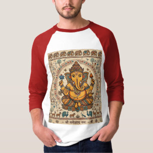T-shirt Affiche d'art Shri Ganeshaya Namah Warli - Seigneu