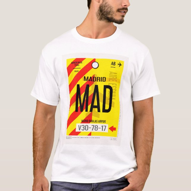 T-Shirt Affiche de Bagages de l'Aéroport de Madrid (Devant)