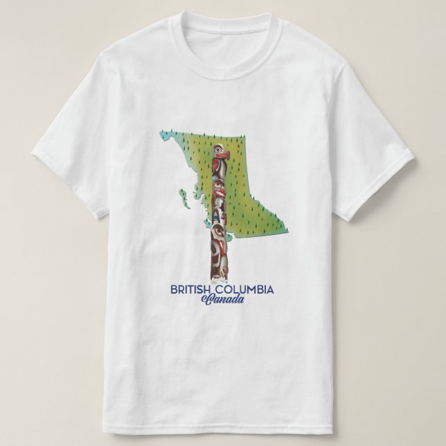 T-shirt Affiche de carte de la Colombie-Britannique Canada (Design devant)