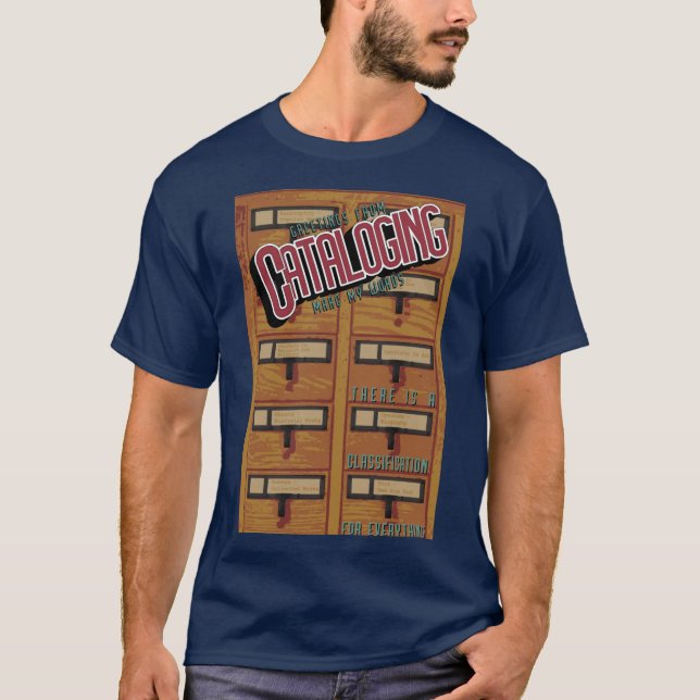 T-shirt Affiche de catalogage de bibliothèque (Devant)