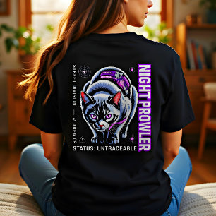 T-shirt Affiche de chat cyberpunk – Cadeau de rôdeur noctu