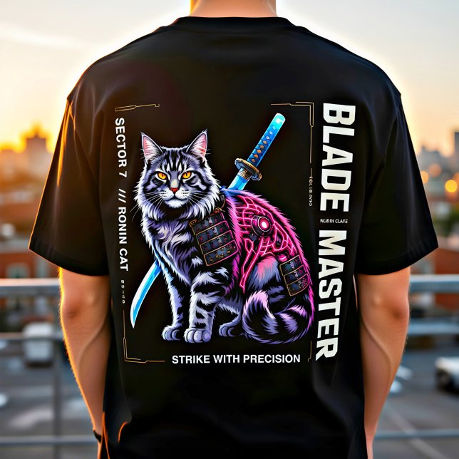 T-shirt Affiche de chat samouraï cybernétique – Cadeau de  (Créateur téléchargé)