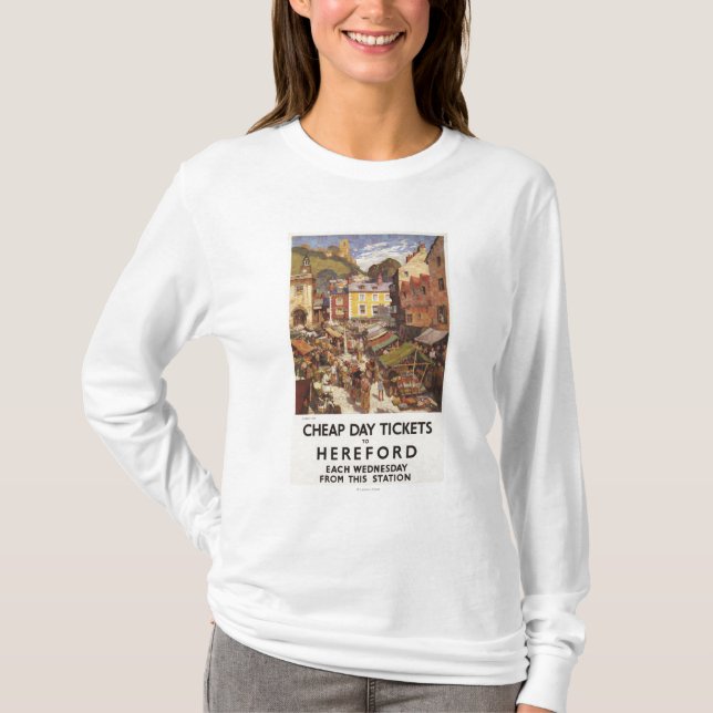 T-shirt Affiche de chemin de fer de scène du marché (Devant)