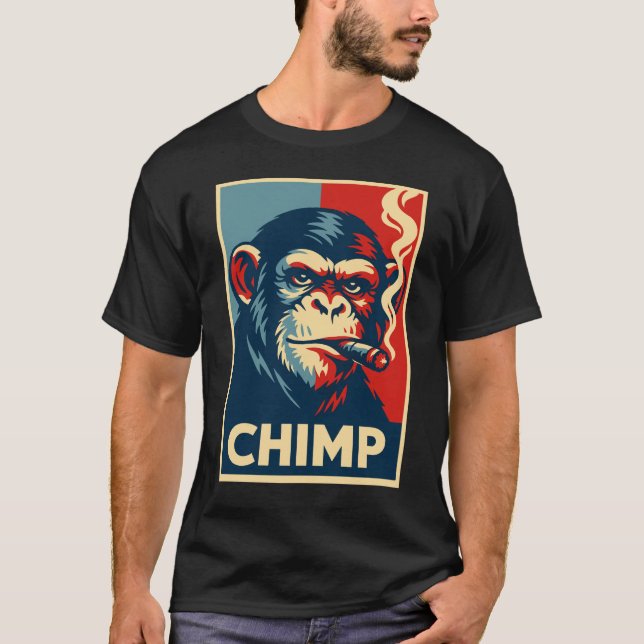 T-shirt Affiche de chimpanzé rétro fumant un cigare (Devant)