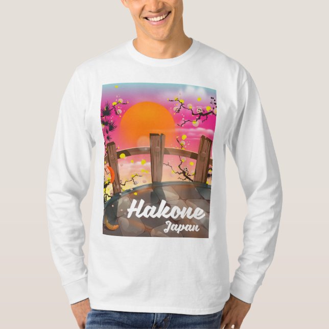 T-shirt Affiche de fleurs de Hakone japon. (Devant)