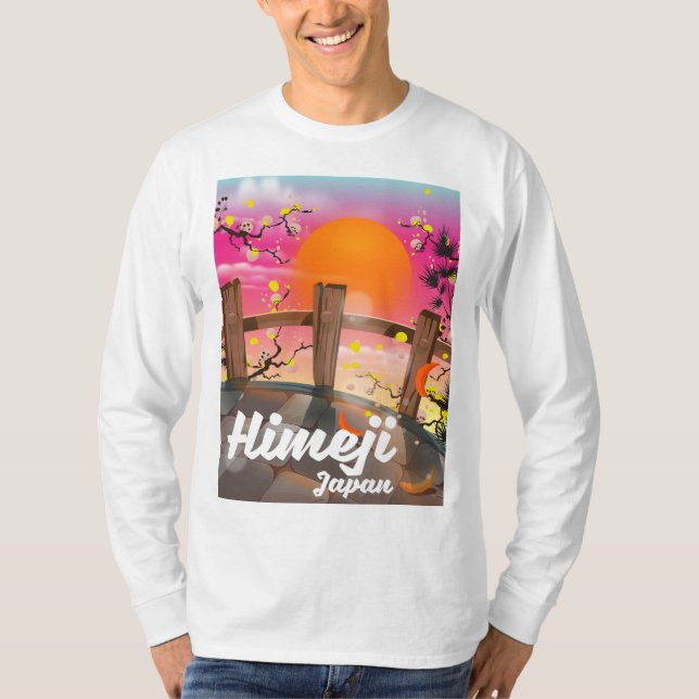 T-shirt Affiche de fleurs de Himeji Japon. (Devant)