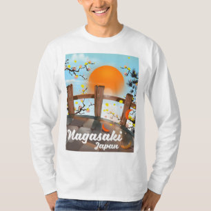 T-shirt Affiche de fleurs japonaises de Nagasaki.