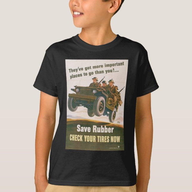T-shirt Affiche de jeep de vol (Devant)