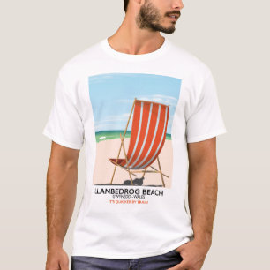 T-shirt Affiche de la plage de Llanbedrog, Gwynedd au Pays