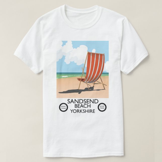 T-shirt Affiche de la plage de Sandsend dans le Yorkshire (Design devant)