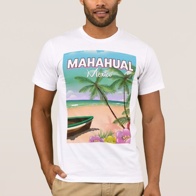 T-shirt Affiche de la plage mexicaine de Mahahual (Devant)