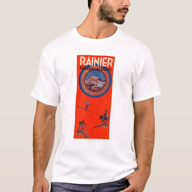 T-shirt Affiche de la publicité du mont Rainier (Devant)